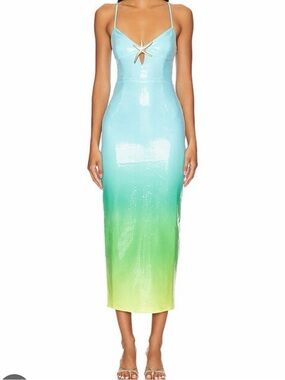 Runaway the Label Benito Ombre Sequin Midi Dress Size M NWT